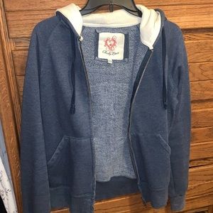 Navy Blue Full Zip Hoodie With ☮️